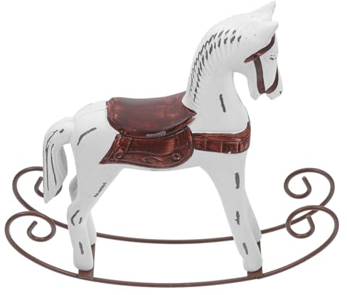 Levemolo Wackelndes Holzpferd Retro Stil Handgeschnitzte Deko Figur Aus Holz Holzpferd Vintage Für Wohnzimmer Schreibtisch Weihnachtsdeko Und Als Geschenk 9.25X9.25X1.97In