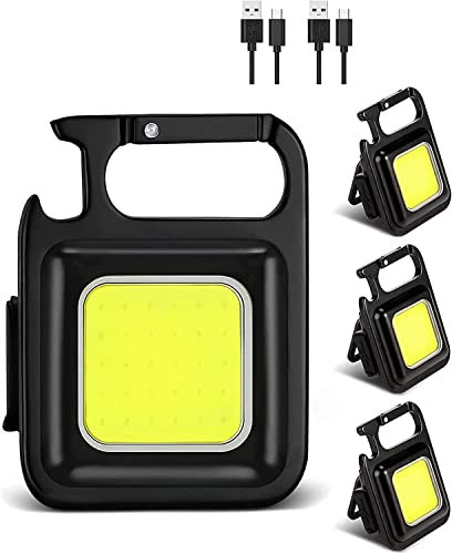 Umikk 800 lúmenes portátil mini LED luz de trabajo lámpara de trabajo recargable, lámpara de trabajo LED, llavero mini linterna, 4 modos de luz, con soporte plegable, abrebotellas