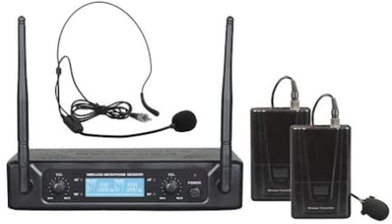 NLIGHTING® Set Radiomicrofono Microfono Wireless Dinamico ad Archetto UHF Set 1 Microfono ad Archetto Radio Microfono e 2 Trasmettitori