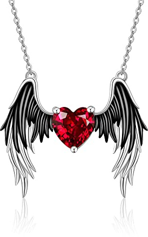 URONE Collier Ange Diable En Argent Sterling Démon Ailes D'Ange Pendentif Collier Ange Bijoux Cadeaux Pour Femme Maman Femme