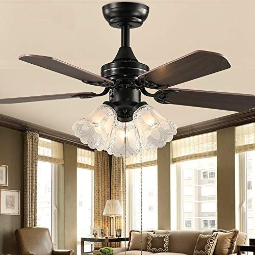 PERTID Ventilateur de plafond vintage s'allume ventilateur de plafond de chambre à coucher avec télécommande, AC 220V salon chambre décorative exquise décoration de la maison lustre