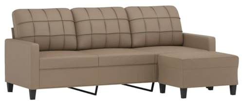 vidaXL 3-Sitzer-Sofa mit Hocker Cappuccino-Braun 180 cm Kunstleder