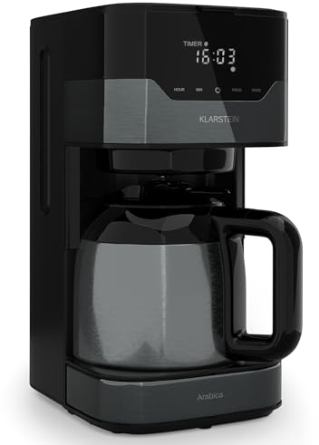 Klarstein Macchinetta Caffe Espresso 1.2L, Macchina da Caffè a Cialde, Caffè Macinato e Filtrato, Macchina Caffe Barista da 12 Tazzine con Filtro, In Acciao Inox per Caffè Caldo e Freddo, 800W