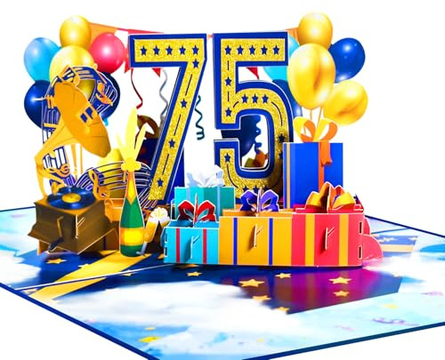 GREETING ART pop up karte 75. geburtstag,75. Geburtstag Grußkarten für Mama und Papa Oma und Opa, 75. geburtstag karte, 75. Geburtstag Jubiläumskarten für Männer und Frauen