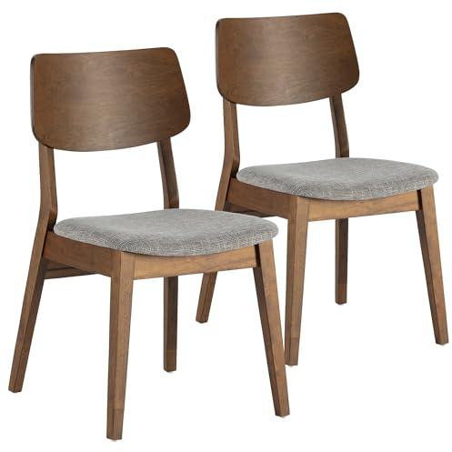 HOMN LIVING Pack de 2 chaises Susi en Noyer, Bois Massif, 49 cm (Largeur) 52 cm (Profondeur) 82 cm (Hauteur)
