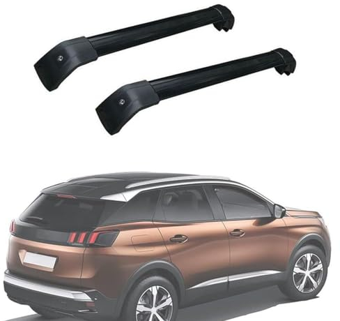 2 Stück Auto-Querträger-Dachträger für Peugeot 3008 2016-2021, Lastenträger Relingträger Gepäckträger für Dachbox, Dachquerträger, Gepäckträger Schienen Zubehör,A Black