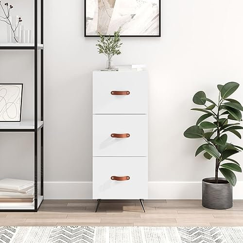 AUVYI Sideboard Hochglanz-Weiß 34,5x34x90 cm Holzwerkstoff Vorratsschrank Barschrank Schrank Organizer Kleiderschrank Kinderzimmer Mehrzweckschrank Küchenschränke Fernsehschrank