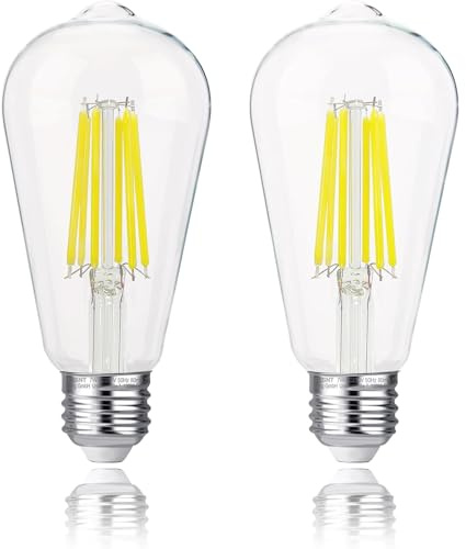 FLSNT Energieeffizienzklasse A, energiesparend, E27, 100 W, entspricht 7 W ST64, Leuchtmittel E27, Vintage, 1521 lm, super hell, Edison, 2700 K Warmweiß, nicht dimmbar, 2 Stück