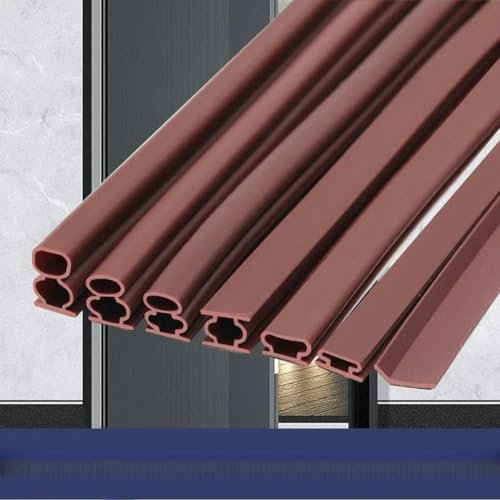 6 m Silikonkautschuk-Dichtungsstreifen, selbstklebend, für Türen und Fenster, schalldämmend, wetterfest, Lückenblocker, I-Typ-Isolierband, braun, 10 x 10 mm, 6 Meter