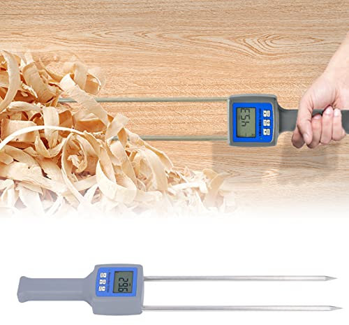 Wood Moisture Meter, Moisture Detector with Long Probe & Backlit LCD Display, 0 to 84% Measuring Range, Digital Firewood Moisture Meter, Wood Humidity Meter Reader