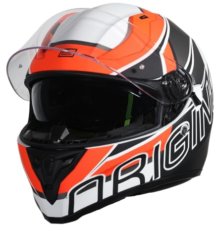 ORIGINE Casco Integral para Moto de Calle con Doble Visera Homologado ECE2206 (Matt Fluo ORINGE-White, XS)
