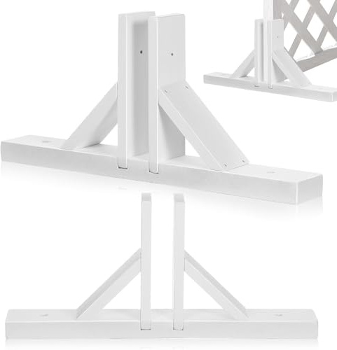 Yardwe 2 Pcs Wood Fence Post Repair Kit, White Triangle Fence Support Patio Balcony Yard Indoor Divider