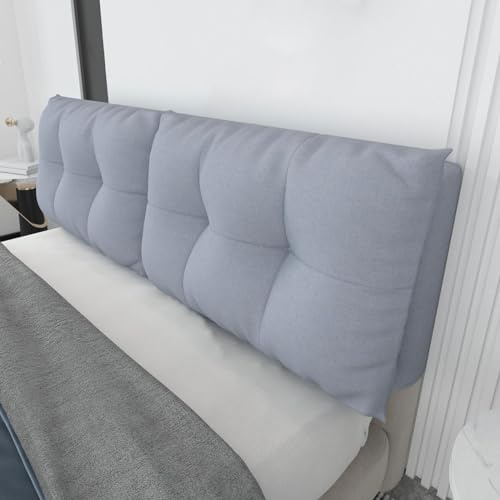 ZCXRYFL Tapizado Cojín De Lectura/Cubierta Cabecera Cama Almohada De Cabecero Transpirable Algodón Lino Acolchado Protector De Respaldo Fundas Decorativas Lavables(Style B-120x60x13cm,Grey1)