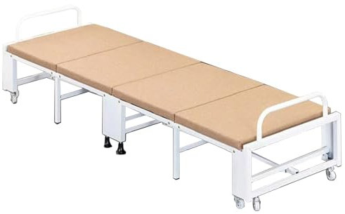 Klappbett 70/80x200 Erwachsene mit Matratze, Einzelbett mit 8 Rollen, Erwachsene Gästebett Klappbar Belastbarkeit 150 kg, für Schlafzimmer, Büro, Wohnzimmer(Brown,200x70x30cm)