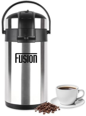 Fusion Food Airpot Flask – 3L Double Wall Insulated Thermal Coffee Carafe with Pump Action & 360° Rotating Base – Stainless Steel Hot Water Dispenser for Tea, Coffee & Cold Drinks