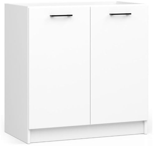 BDW - Küchenschrank - Schrank Küche mit Türen, Waschbeckenschrank - Schrank 80 cm breit, 82 cm hoch - Küchenschränke Einzeln, Küchenmöbel Einzelteile (Weiss)