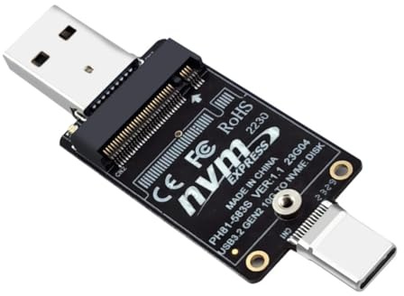 Losueeun M.2 to USBA Type-C HDD Enclosure Adapter Card NVME HDD Enclosure Interposer Card JMS583 10Gbps Supports SSD Size 2230