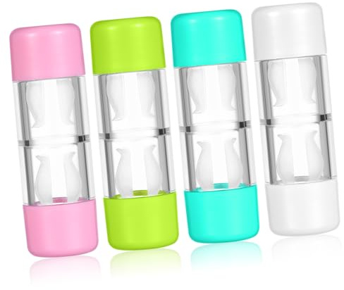 FRCOLOR 4 Stück-Pack Kleiner Kontaktlinsenbox Aus Hartfaser Transparenter Rgp Linsenbehälter in Pink Weiß Blau Grün Kompakte Schutzhülle Für Reise Und Alltag