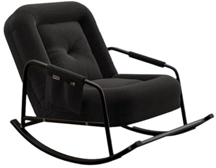 Schaukelstühle Cordstoff, Abnehmbarer Unterrahmen, Fünfstufige Verstellung Der Rückenlehne, Schaukelsessel Wohnzimmer, für Wohnzimmer, Schlafzimmer(Black)