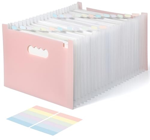 Candcamp Accordion File Organiser, 25 Pockets Expanding File Folders, A4/Letter Size, Document Organiser, Concertina Filing Boxes