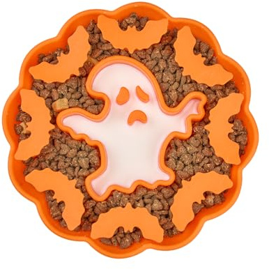 Arblina Anti-sling skål hund, halloweenstil slingskål hundar 21 cm, halkfri silikon slinga skål hund för gör-det-själv sällskapsdjur mat, halloweenhund gåva