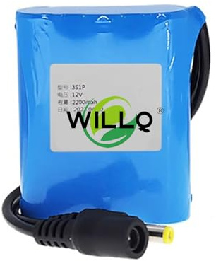 WILLQ Batería de Iones de Litio Recargable de 12 V CC (1800 mAh a 49 000 mAh) para Barras de Luces LED, robótica, cámaras, farolas y diversas lámparas de 12 V.,2200mah a