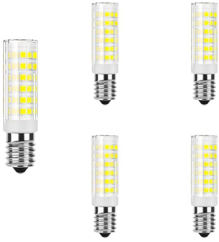 Linqzxz E14 LED-Glühbirnen, 7W Kerzenlampen mit 70W Äquivalent, 6000K Tageslichtweiß, AC 220-240V Glühbirnen für Zuhause, Garage, Lager, Innenbereich – LED-Mais-Glühbirnen, Packung mit 5 Stück