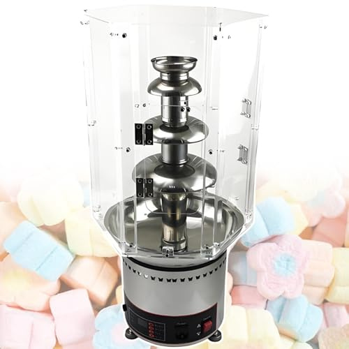 vnmudzeo Fontaine à Chocolat avec Couvercle Anti-PoussièRe - Grande Capacité De 3 Kg, 4 Kg, 6 Kg, 8 Kg, pour Anniversaire De Mariage 4Tier