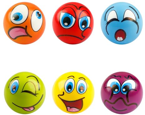 Lotsdonxia 6-Pack Smiley Face Stress Balls, 6.3cm Foam Squeeze Fidget Toy Set for Stress Relief & Sensory Play - Multi-Colour for Kids & Adults