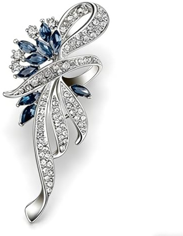 ROKZELT Brosche Damen, Blumenbrosche, Strass Brosche, Elegante Anstecknadel, Schalnadel, Tuchnadel, Federbrosche, Geschenk Für Damen