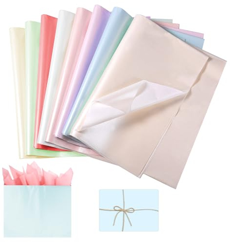 KINBOM 40pz Metallizzato Carta Velina, 50x35cm Lucido Perlescente Carta Regalo Scintillio Pastello Lucente per Sacchetti Regalo DIY Lavoretti Baby Shower Compleanno Matrimonio