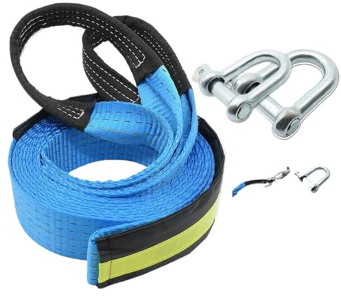Corde Ultra-résistante de 8 tonnes, 5 mètres (16 Pieds) de Long, fournie avec 2 manilles, idéale for Le dépannage Routier, Sangle de remorquage Robuste
