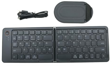 Voyoo Tastiera Bluetooth pieghevole, ultra sottile, portatile, tascabile, ricaricabile, senza fili, tastiera da viaggio, per smartphone, tablet, laptop