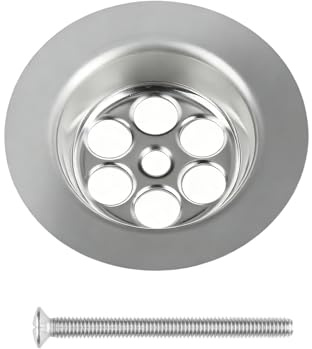1 Pcs Stainless Steel Sink Drain Cover, 70mm Diameter 1.5cm Height Strainer with Mounting Screw, Standard Basin Waste Basket Replacement for Kitchen Bathroom Sink Drains, Metal Drain Cover Plug