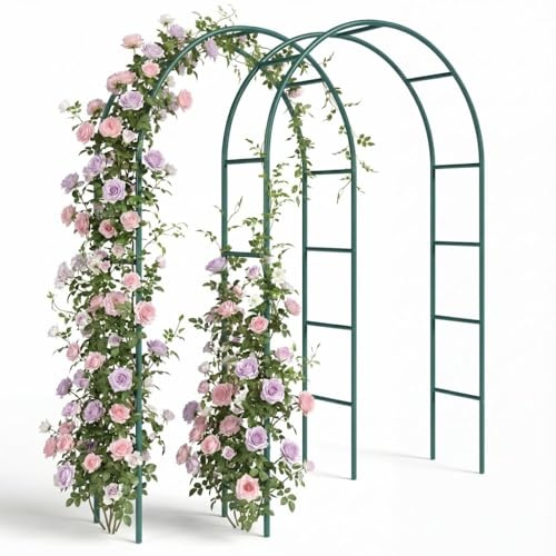 TERRE JARDIN Lot de 2 Arches de Jardin pour Plantes Grimpantes 240 x 140 cm - Arceau de Jardin métal, Décoration Jardin Extérieur pour Rosiers, Roses et Végétaux Grimpants