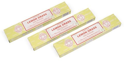 Original Satya Lemon Grass Incense Sticks Gift Pack of 3X 15G for Aromatherapy, Spa, Yoga, Weddings, Meditation, Healing, Positivity and Relaxation by Greensense