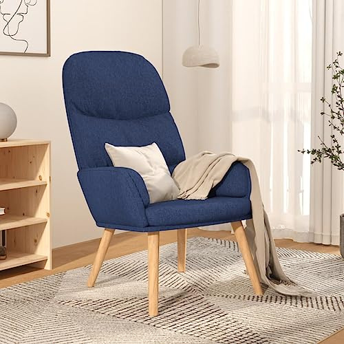 HBFDSFG Relaxsessel Blau Stoff mit dick gepolsterter Sitzfläche, weicher Bezug und Stabiler Metallrahmen sowie Beine aus massivem Gummibaumholz für optimalen Sitzkomfort im Wohnzimmer