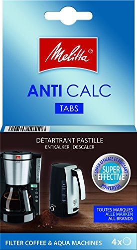 Melitta Détartrant en Tablettes, Pour Cafetières à Filtres et Bouilloires, 4 x 12 g
