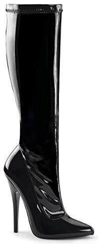 PleaserUSA High Heel-botte de genou Domina-2000, laque noir, 42 EU