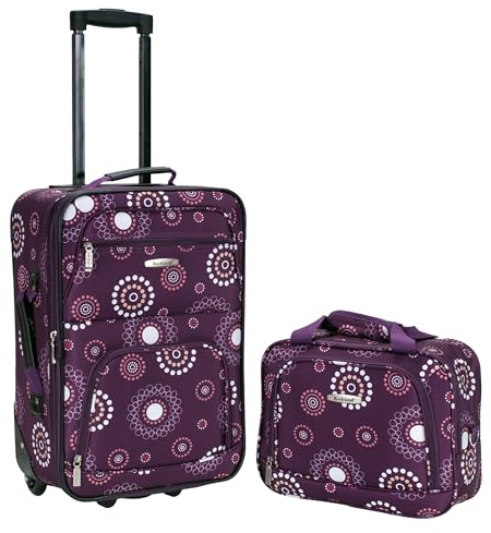 Rockland Fashion Softside Upright Luggage Set, Expandable, Purple Pearl, 2-Piece (14/19)