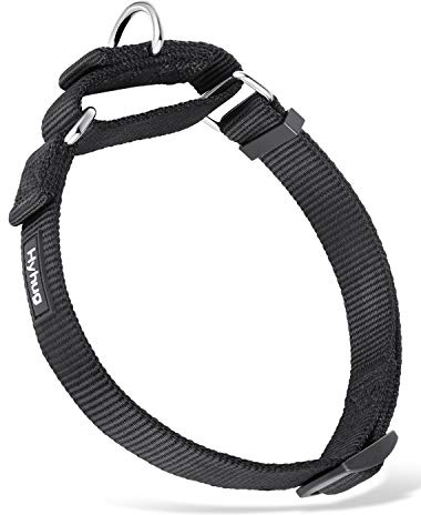 Hyhug Hållbart flyktsäkert martingalehundhalsband för medelstora pojkar och flickor hundar – promenadträning daglig användning. (Medium, svart)