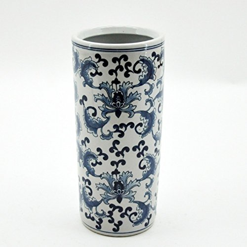 INM Chinese Style Blue White Floral Ceramic Umbrella Stand Stick Holder