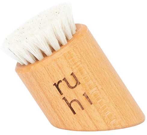 ruhi® Gesichtsbürste zur Trockenbürsten Massage/gefertigt in Deutschland/ 100% Naturborsten/regionales Buchenholz/dry brush face/Trockenbürste, Peelingbürste Gesicht