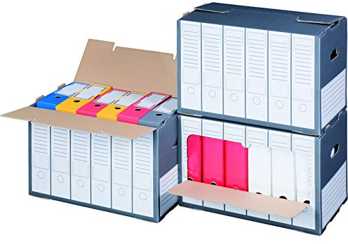 KK Verpackungen® Archivboxen | 10 Stück, Archivschachteln mit Sichtfenster für bis zu 6 Ordner | Archivkartons mit Beschriftungsfeldern in Anthrazit