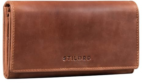 STILORD Damen-Geldbörse aus Leder braun - Frauen-Geldbeutel mit RFID & NFC Schutz - Vintage Portmonnaie aus Echtleder + Geschenkbox 'Marquesa'