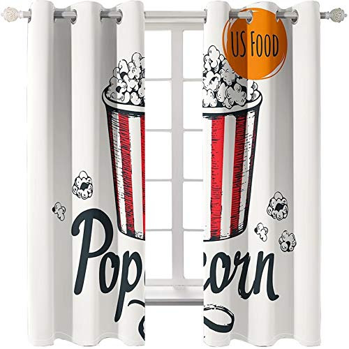 AMDXD 2 Panels Polyester Blackout Curtains, Blackout Curtains for Bedroom Popcorn Curtain, Machine Washable, Red White, 104 W x 96 L Inches