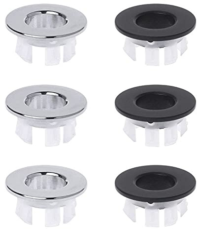 Zasvec Bouchon Trop Plein Lavabo 6 Pièces Anneau de Débordement d’Évier Anneau de Trop-Plein d'Évier Bouchon Trop Plein Evier Couvercle de Trop-Plein de Trou d'Évier Garniture Évier de Trou Rond