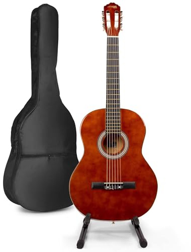MAX SoloArt Guitarra Clásica para Principiantes - Kit Completo con Guitarra Acústica de Madera, Bolsa, Afinador Digital, Soporte, Correa, Púas y Juego de Cuerdas de Repuesto