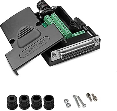Harissess Lötfreier DB25-Steckverbinder,RS232 D-SUB Seriell auf 25 poligen Port Klemmenblock Buchse Adapter Breakout Board mit Fall Lange Bolzen Nuts（1STÜCKE BUCHSE)