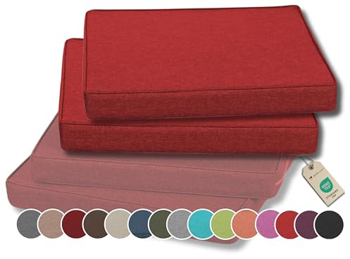Gutekissen® Stuhlkissen Polsterauflage Auflage für Stühle/Bänke für Haus und Garten Sitzauflage Gartenkissen Sitzkissen viele Farben FK5 (50x50, Rot, 2)